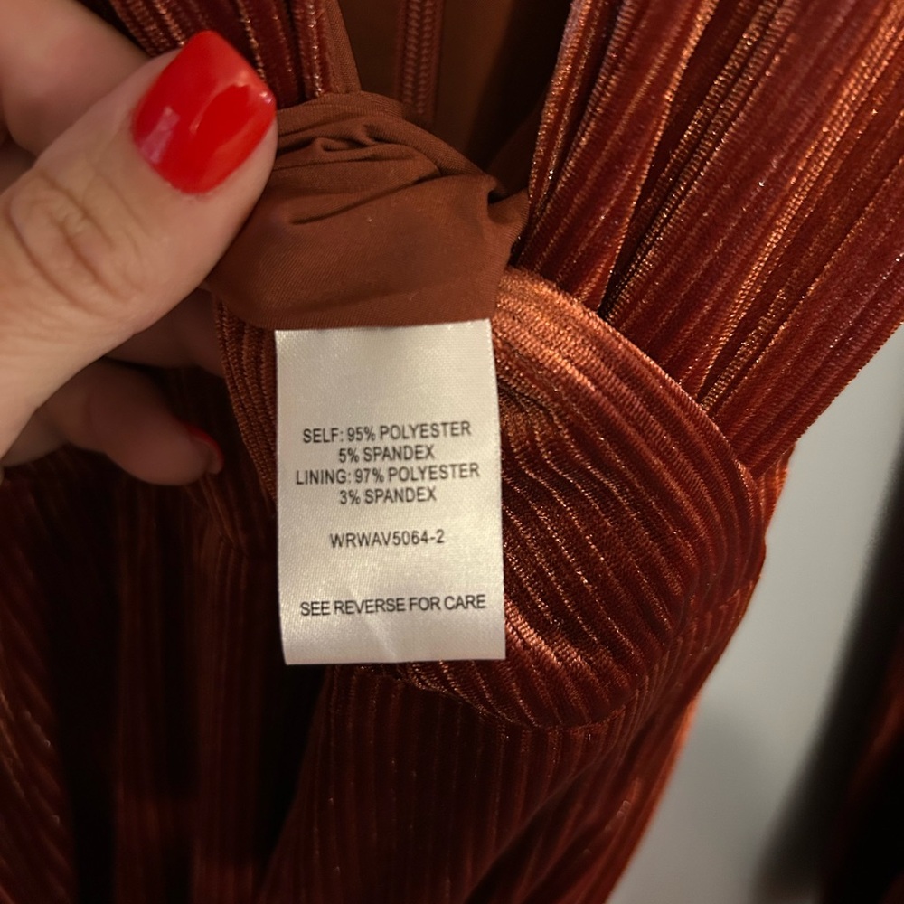 Rust Velvet Long Sleeve Jump Suit - Picture 6 of 9